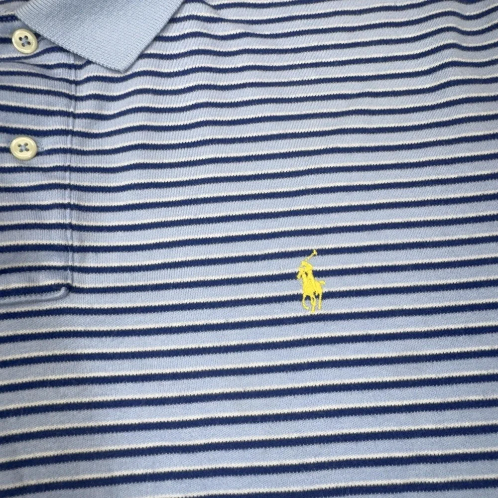 Polo By Ralph Lauren Polo‎ Shirt Mens Large Blue Striped Short Sleeve Collared